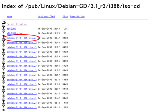 debian-31r3-i386-binary-1.iso をダウンロード