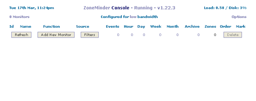 ZoneMinder へアクセス